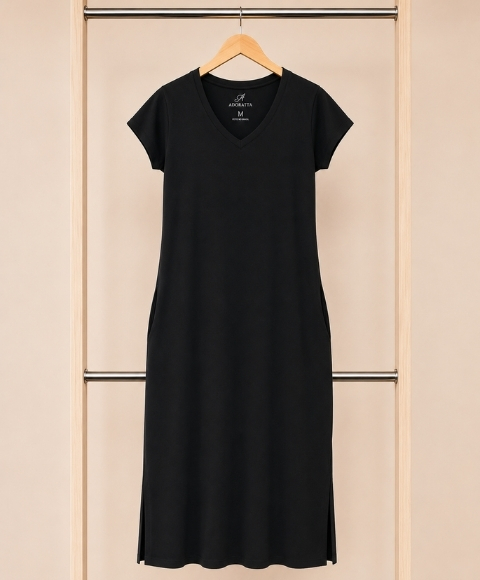Vestido Gola V Preto